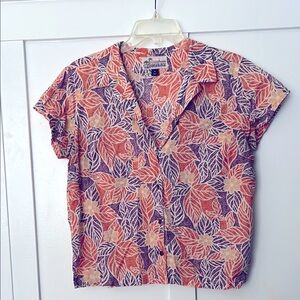 Patagonia women’s Orange and Purple Floral Button-Down Shirt